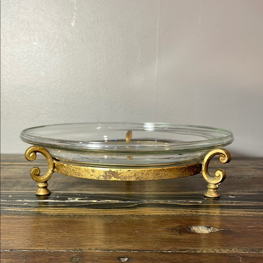 Beautiful glass and metal 2 piece dish for potpourri or candy - anything dish!